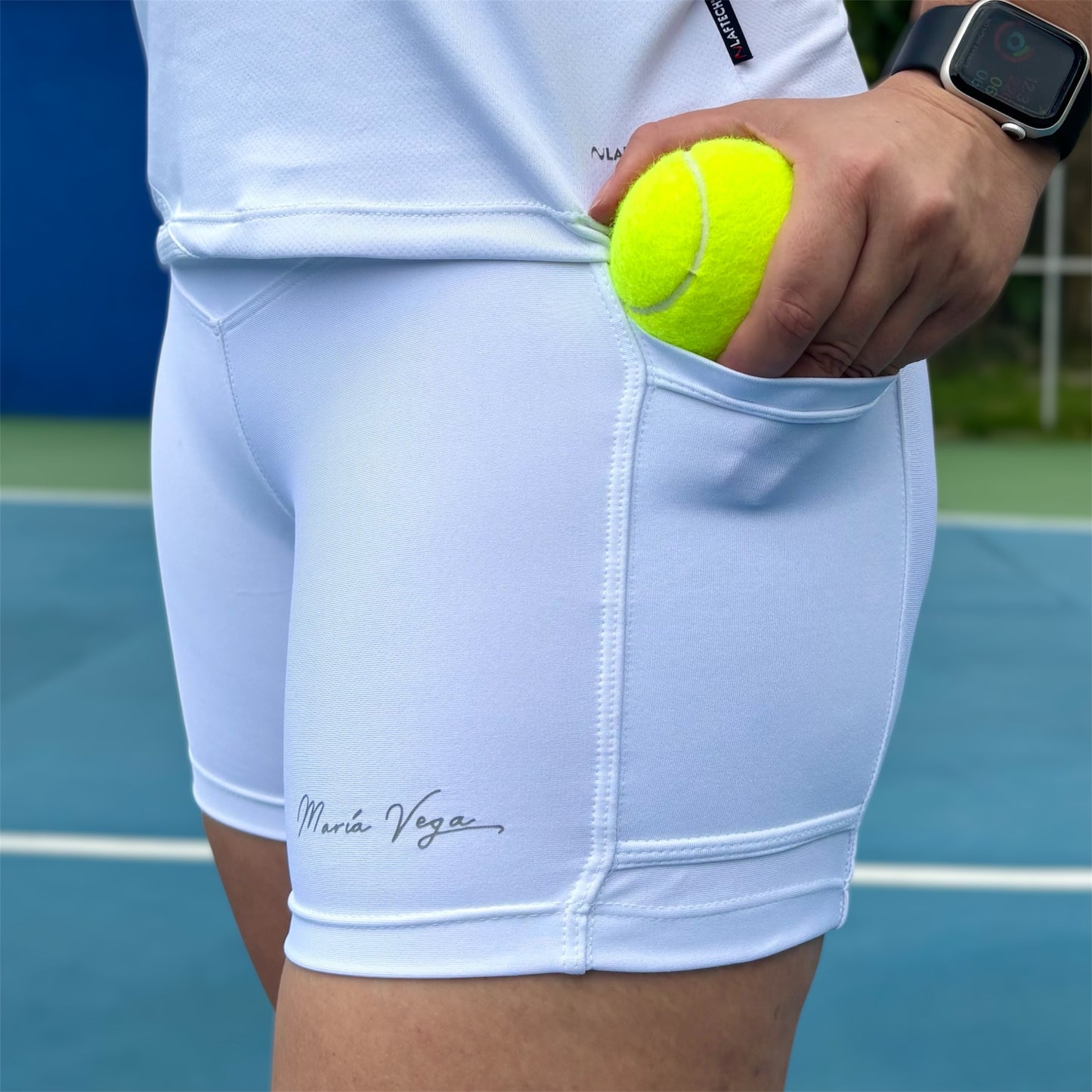 The María Vega White Training Shorts