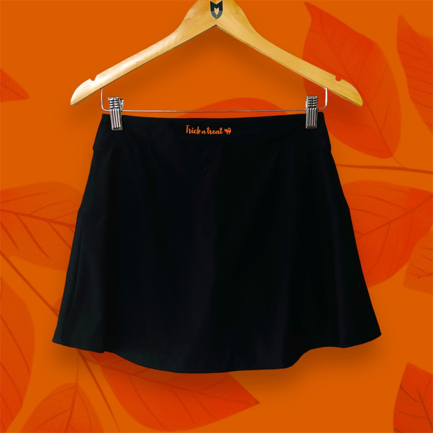 Halloween Pleated Skirt (Black/Orange)